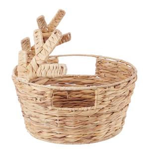 Panier en jacinthe d'eau avec accents en forme d'oreilles de cerf, panier de rangement fait main, vente en gros, écologique, fabriqué au Vietnam - Product Image 3