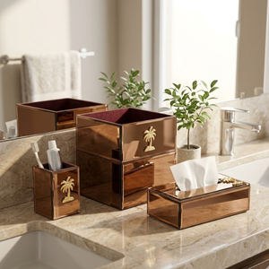 Modern Luxury Glass <b>Bathroom</b> <b>Set</b> Complete <b>Accessories</b> Kit Clear Glass Soap Dispenser Toothbrush Holder Tumbler Soap Dish Stylish - Product Image 2