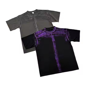 Nouveau T-shirt Homme 2026 Tendance Style Rétro Urbain Broderie Ancienne Logo Personnalisé Effet Délavé Imprimé Uni Tricoté en Polyester - Product Image 2