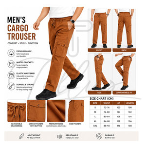 Pantalones Cargo de Algodón y Poliéster para Hombre, Pantalones de Trabajo, Últimos Diseños, Pantalones Cargo de Moda para Hombre, Cómodos y Personalizados - Product Image 6