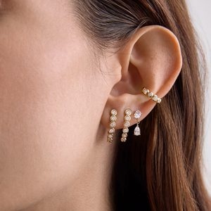 Semi Hoop Earrings, Lab Grown Diamond Half Hoop Earrings, Minimalist Gold Hoop Earrings, Dainty Everyday Jewelry, <b>Bridal</b> Gift - Product Image 2