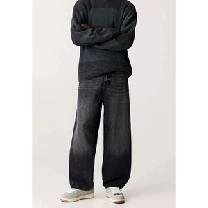 Pantalones Vaqueros Anchos de Mezclilla para Hombre, Estilo Casual Otoñal, Estilo Coreano Retro, Técnica Lavada, Cintura Media - Product Image 1