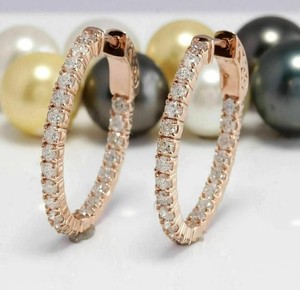 Pendientes de Aro de Moissanita con Corte Redondo y Pavé Completo, Chapados en Oro Rosa sobre Plata, Joyería de Lujo para Mujer - Product Image 1