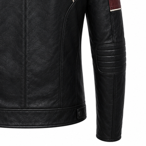 Premium Men's Cafe Motorcycle <b>Jacket</b> Racer <b>Leather</b> <b>Jacket</b> Genuine Full Grain <b>Leather</b> Fashion Biker Coat Private Label Wholesale - Product Image 5