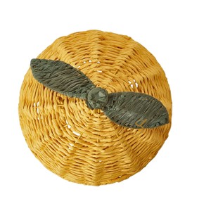 Cute Lemon Shaped Rattan <b>Basket</b> <b>with</b> <b>Lid</b> Woven Decorative Toy Storage Bin Kids Blanket Clothes Laundry Hamper - Product Image 2
