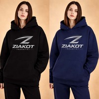 Sudadera con Capucha para Hombre, Nueva Moda, 100% Algodón, Impresión DTG con Bordado en Relieve, Transpirable, Corte Holgado, Invierno, Color Negro y Azul