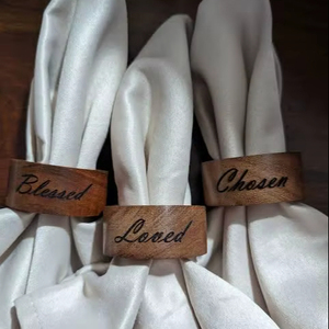 New custom <b>names</b> napkin <b>ring</b> table decor here wooden crafted with engraved design top quality here - Product Image 1