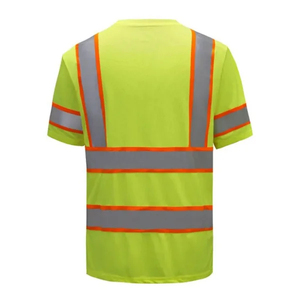 High Visibility Safety T-Shirt <b>Yellow</b> Polyester Reflective Stripes Short Sleeve Wind-proof O-Neck Work Apparel for Men's - Product Image 5