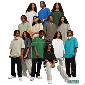 Printemps été t-shirt lourd 425G solide goutte épaule manches courtes Couple ample manches courtes - Product Image 1