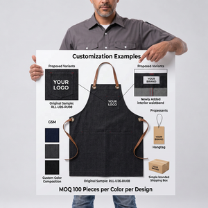 Tablier de restaurant en toile de coton 150 GSM unisexe avec poche poitrine, logo personnalisé, fournisseur en gros - Product Image 5
