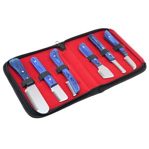 Durable Grooming Stripping <b>Knife</b> <b>Set</b> 6pcs Wooden Handle for Fur Stripping Undercoat Removal and Stainless Steel - Product Image 1