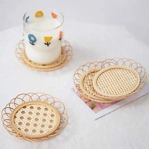 Best Selling Cute Bamboo Flower Shape <b>Wooden</b> Coasters and <b>Placemat</b> Set for Drinks Cup Gifts & Crafts - Product Image 2