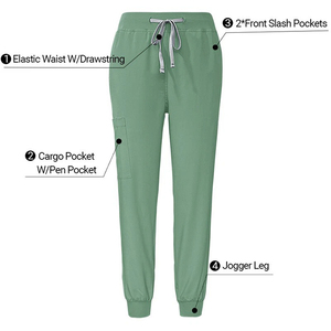 Nurse Set Embroidery Customizable Women's Nursing Uniforms Hospital Medical <b>Scrubs</b> Chest Pocket Both Way Spandex Salon Uniforms - Product Image 3