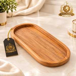 Plateau de service rectangulaire en bois à bords incurvés, fabricant et fournisseur en gros de plateaux alimentaires en bois - Product Image 3