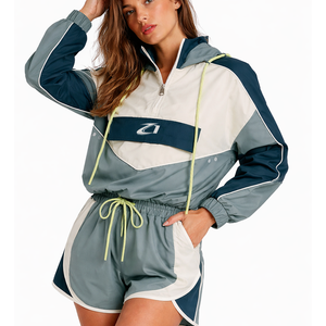 Unisex <b>Lightweight</b> Nylon Windbreaker Fitness <b>Jacket</b> & Hood Zipper Printed Casual Outdoor <b>Summer</b> Wear Short Set For men's <b>Jackets</b> - Product Image 3