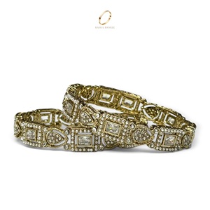 High Quality Indian Wedding Zircon <b>Stone</b> Bangles Antique Gold Plated <b>Bracelet</b> Collection Factory Direct at Wholesale Price - Product Image 5