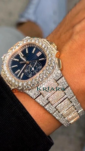 Moissanite Premium Luxury Stainless Steel Silver Glass Dial <b>Watch</b> with Real Diamonds High Quality and Durable Design - Product Image 4