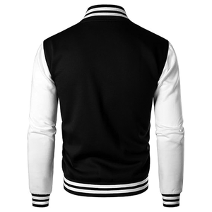 Blouson de baseball décontracté pour homme à col rond 100 % laine avec tissu respirant, motif léger tissé, capuche et boutons style Letterman - Product Image 3