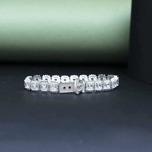 Luxurious 925 Silver Diamond Tennis <b>Bracelet</b> Round Brilliant Cut Prong Setting Classic Geometric Design Wedding Jewelry - Product Image 2