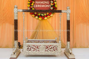 Traditional Teak Wood <b>Baby</b> Swing <b>Cradle</b> Events Customized Designer Elephant Peacock Detachable <b>Baby</b> Naming Event Factory Sale - Product Image 4