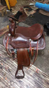 Adult Western Handmade Genuine Leather Western Pleasure Trail Riding <b>Saddle</b> for Racing and Riding in American Cowboy Style - Product Image 3