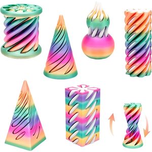 Set da 6 Fidget Spinner a Spirale a Cono Impossibile, Giocattolo Piramidale Stampato in 3D con Foro Passante, Regalo di Natale per Adulti e Bambini - Product Image 1