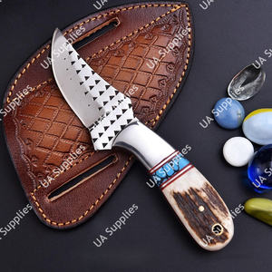 Couteau de chasse EDC à pointe clip, manche en corne de cerf, qualité supérieure, fait main, directement de l'usine, pour farrier, raspador, couteau de camping, OEM/OBM - Product Image 3