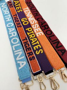 Amazing hand made Football festival <b>Game</b> Day design seed beaded TOUCH DOWN Strap shoulder belt bag Unique Designer strap belt - Product Image 6