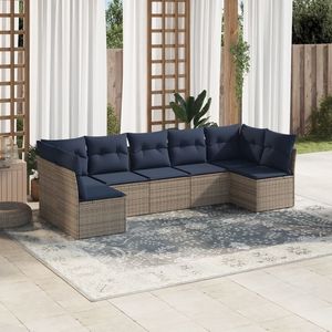 Ensemble de canapé de patio en rotin gris de 7 pièces avec coussins Mobilier d'extérieur durable - Product Image 1