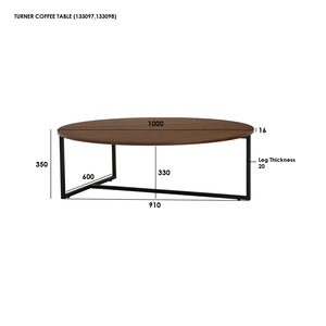 Modern <b>Round</b> <b>Coffee</b> <b>Table</b> with <b>Black</b> Metal Legs Industrial Center <b>Table</b> for Hotel Lobby Office and Hospitality Projects - Product Image 2