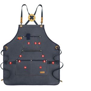 Leather Sleeveless <b>Work</b> <b>Apron</b> Thermal Protection Durable Classic Design Multi-Pocket-Adjustable Crossback Straps for Woodworking - Product Image 5