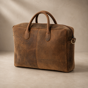 Vintage Genuine Leather Lightweight Briefcase Laptop Handbag Business Travel Bag Adjustable Strap Soft Handle Water Resistant - Product Image 3