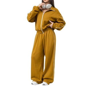 <b>Women</b> <b>Fleece</b> Tracksuit Two Piece Hoodie <b>Jogger</b> Pants Warm Winter Casual Sportswear Matching Set Custom Private Label - Product Image 1
