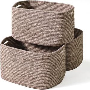 Storage Baskets for Organizing Shelves, Woven Cotton Rope <b>Bins</b> for Baby Nursery Organization, Book Toy Towel Organizer - Product Image 1