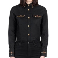 Chemise boutonnée pour femme personnalisée OEM/ODM, 100% coton, manches longues, col décontracté, imprimé léopard, embellissements avec logo