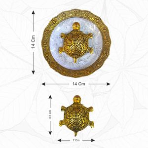 Tortuga de Cristal Dorada Kachua sobre Base de Vidrio, Adorno Decorativo Vastu Feng Shui para el Hogar, Oficina, Hotel, Mesa, Escritorio, Estante - Product Image 3