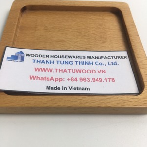 Posavasos Cuadrado de Madera Ecológico, Diseño Clásico de Madera Natural, 1.5 cm de Grosor, Hecho a Mano en Vietnam - Product Image 3
