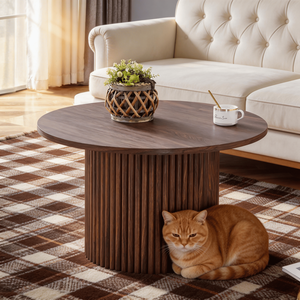 Modern 27.5-Inch Diameter <b>Circular</b> <b>Coffee</b> <b>Table</b> with Practicality Home Aesthetics MDF Material for Interiors - Product Image 2