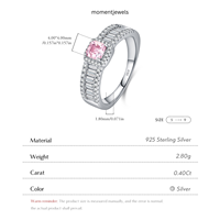 S925 Silberner Halo-Ring mit rosa Saphir und Moissanit-Edelsteinen im Oval- und Baguette-Schliff für Damen, Verlobungs- und Hochzeitsschmuck.