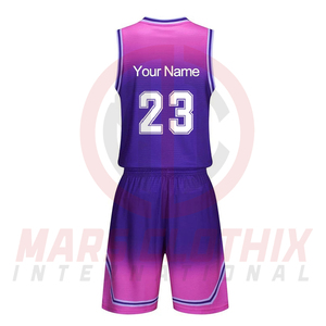 ชุดกีฬาบาสเก็ตบอลแบบขายส่งจำนวนมาก ออกแบบเองได้ พร้อมบริการพิมพ์ลายแบบ Sublimation ชุดบาสเก็ตบอลสีพื้น - Product Image 3