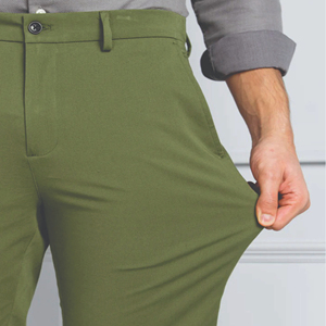 Pantalones Chinos para Hombre, Cintura Alta, Corte Recto, Cómodos, de Algodón Suave, para un Estilo Urbano Informal - Product Image 3