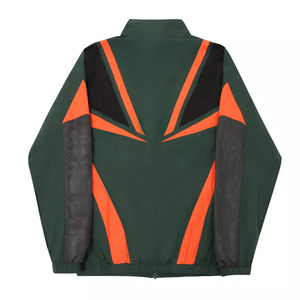 Veste coupe-vent zippée néon colorblock personnalisée OEM avec empiècements en maille géométriques, style streetwear unisexe, veste de sport, vente en gros B2B OEM - Product Image 3
