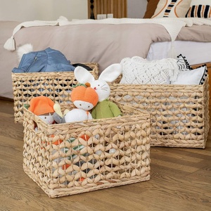 Wholesale Large Water Hyacinth <b>Laundry</b> Hamper Foldable Woven Clothing <b>Storage</b> Basket with Handles - Product Image 5