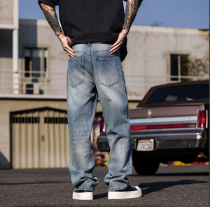 Jeans vintage streetwear pour homme, denim tricoté respirant, délavé, déchiré, coupe mi-haute, toutes saisons, décontracté, polyester/coton - Product Image 2