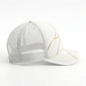 Casquette Trucker en Toile Brodé Or Blanc à 6 Panneaux, Unisexe, Réglable, pour Extérieur, Plage, Mode, Toutes Saisons, Décontractée, Personnalisable - Product Image 3