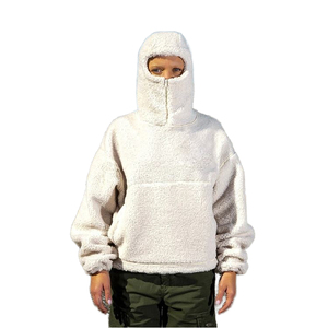 Unisex Oversized Fit White <b>Sherpa</b> <b>Fleece</b> Hooded Pullover Sweatshirt Pocket Winter Warm Zipper Hoodie 100% Cotton Breathable - Product Image 1