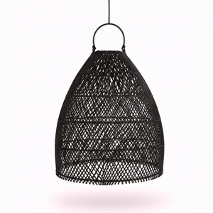 Lámpara colgante de ratán negro tejido a mano, lámpara de techo artesanal de Bali para decoración de interiores de sala de estar, marca Tya Loka Wood And Soul - Product Image 5
