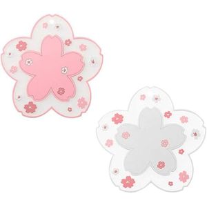 Sakura Kawaii Coaster 2 pz. Simpatico motivo floreale rosa con fiori di ciliegio, tappetino antiscivolo in PVC per tazze da tè, tappetino promozionale per pentole e ciotole - Product Image 1