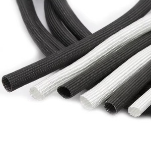 Manguito de fibra de vidrio trenzado negro de 600 °C, tubo de fibra de vidrio para alta temperatura y químicos, rollos de fibra de vidrio negro y blanco - Product Image 2