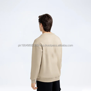 350gsm hommes coton col rond sweats à capuche coupe régulière pulls décontractés automne pull haut hiver polaire doublé pull sweat - Product Image 5